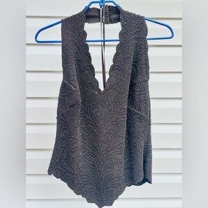 Tadashi Shoji halter top, medium, black